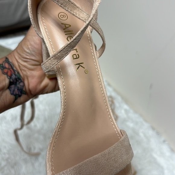 Allegra K Women's Solid Color Strap Block Heel Lace up Sandals - Picture 3 of 9